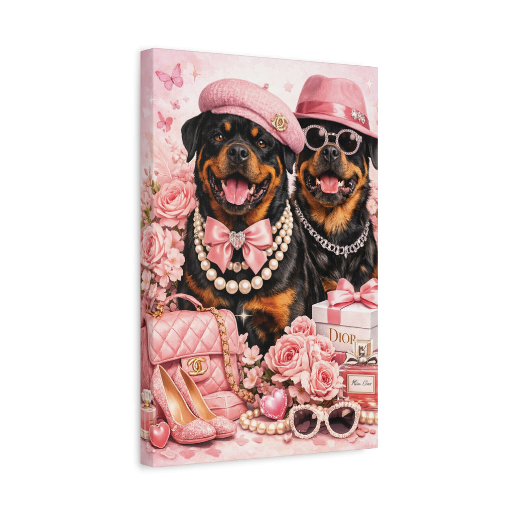 Pretty in Pink Rottweiler Canvas Wall Art