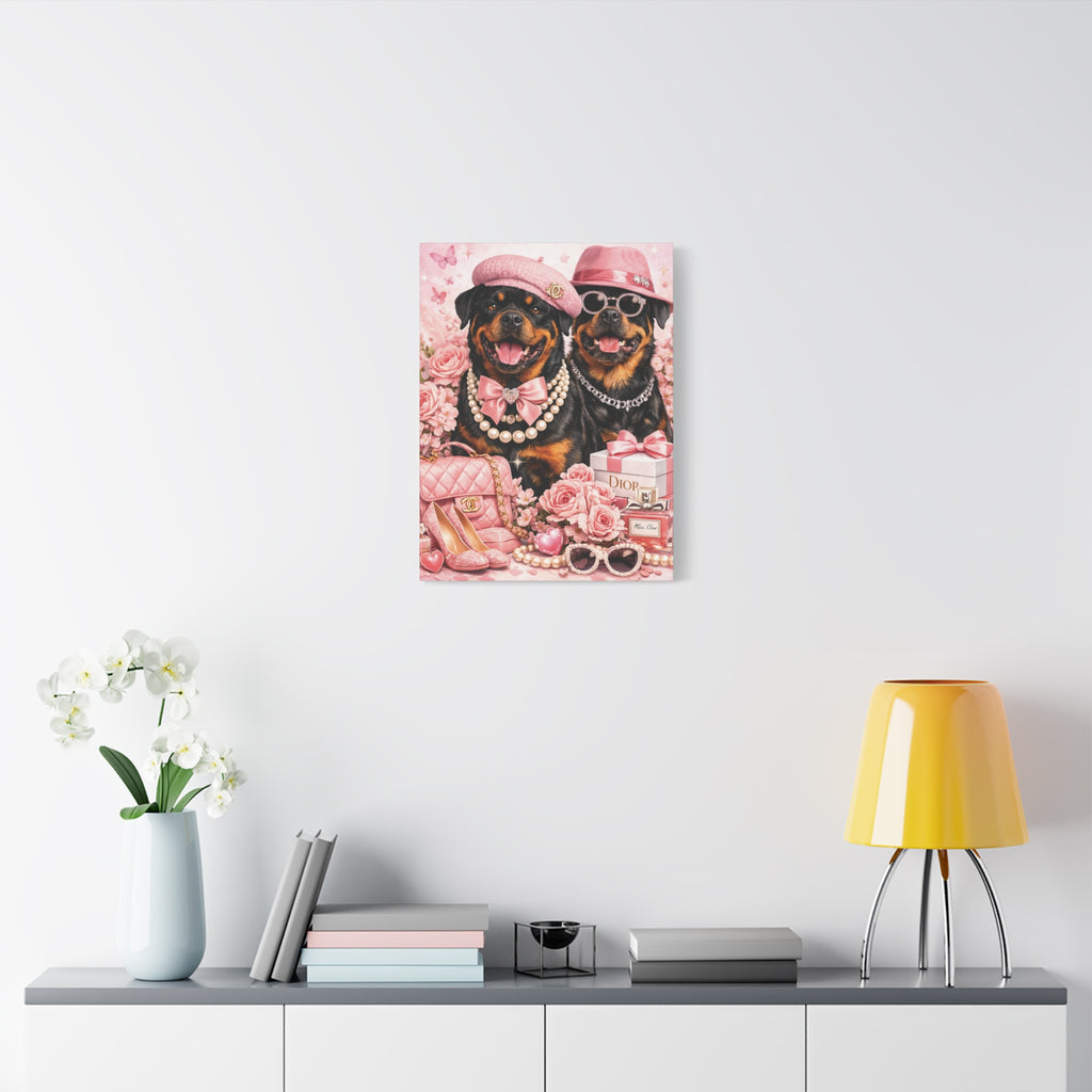 Pretty in Pink Rottweiler Canvas Wall Art