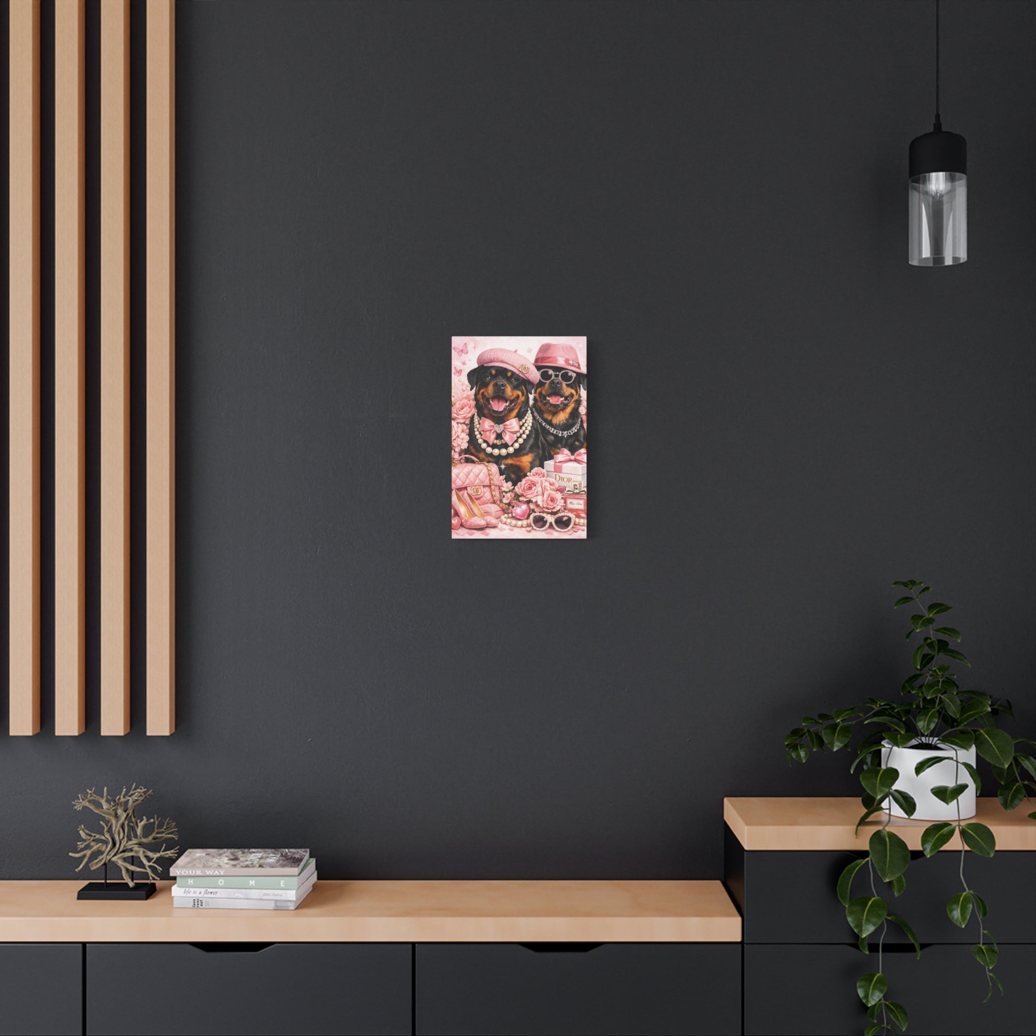Pretty in Pink Rottweiler Canvas Wall Art
