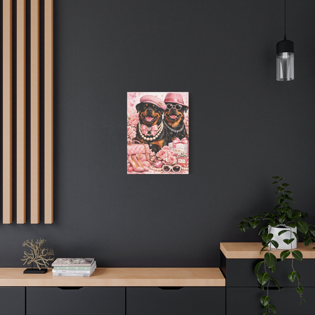 Pretty in Pink Rottweiler Canvas Wall Art