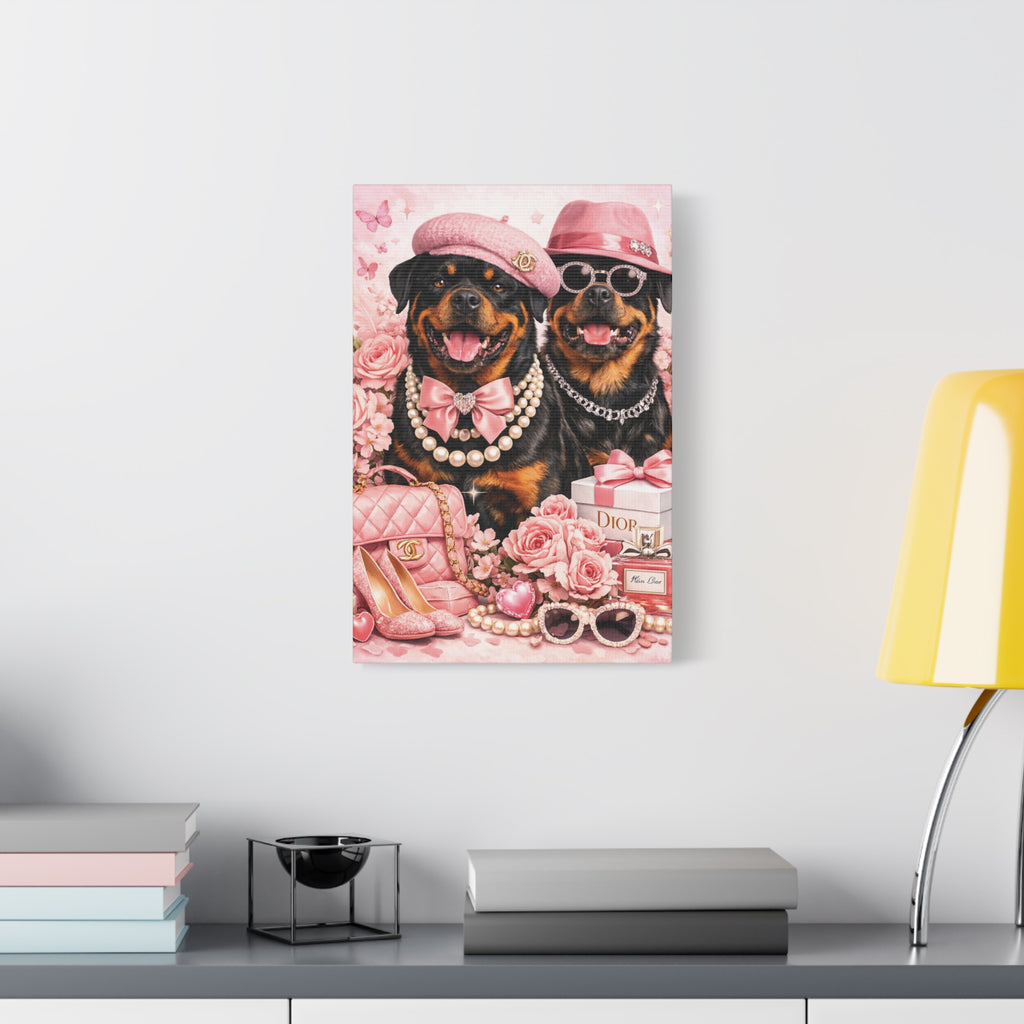 Pretty in Pink Rottweiler Canvas Wall Art